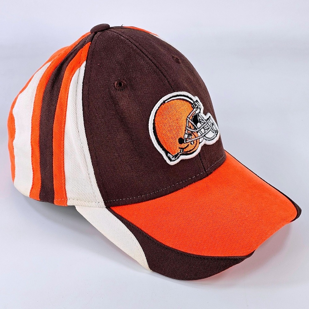 Reebok NFL Equipment Cleveland Browns Hat Orange Brown Helmet Logo Stretch Fit